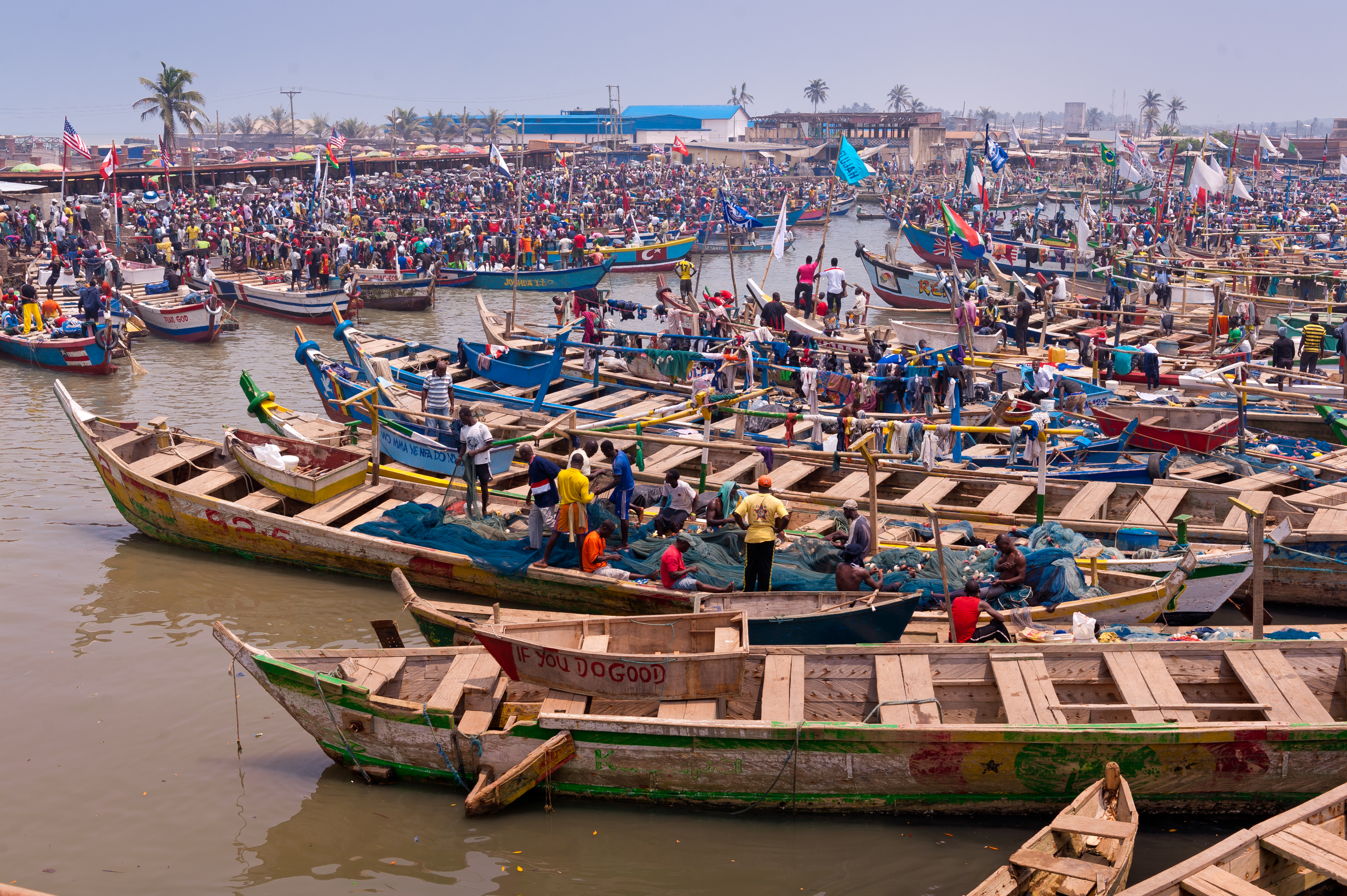 Pirogues in harbour, Elmina, Ghana.