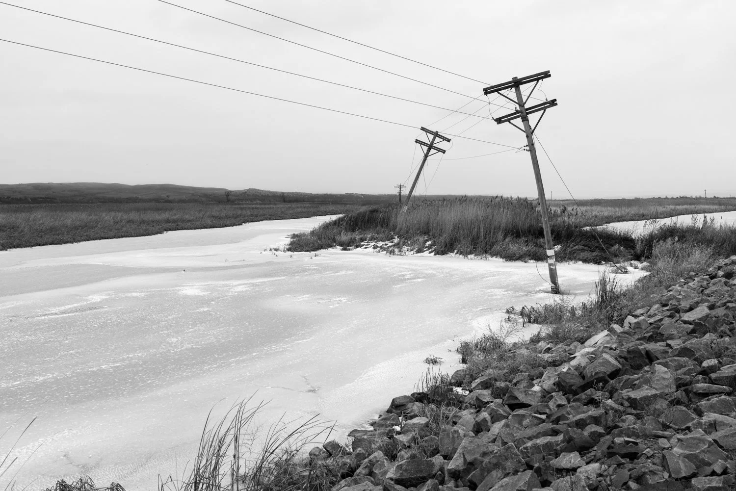 Plains landscape, power lines, Niobrara, Nebraska